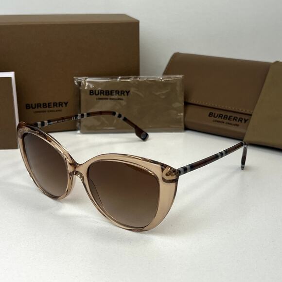NEW Burberry BE4407 Cat Eye Checked Sunglasses in Beige - Picture 2 of 5